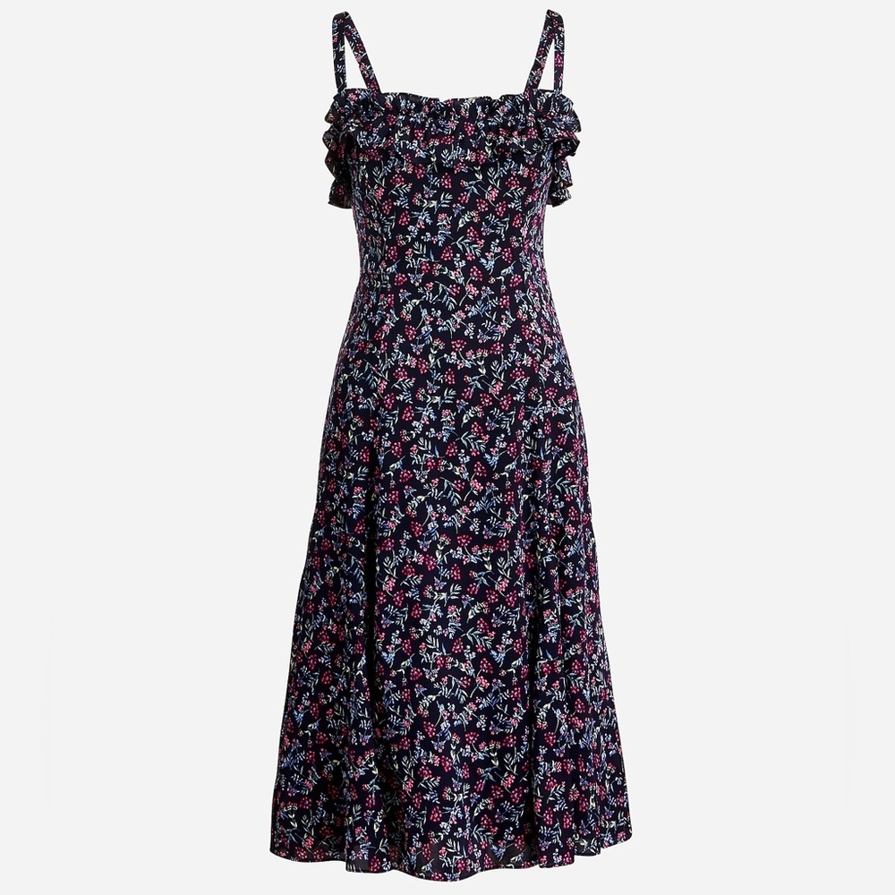 J.Crew Ruffle Stretch Silk Floral Dress size 6